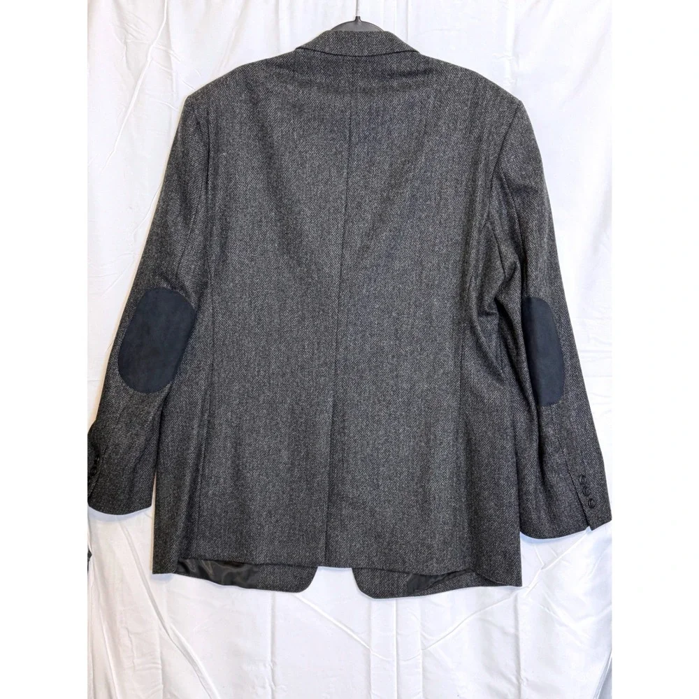 Stafford‎ Men's Gray Wool Blend Blazer Sport Coat Elbow Patches Size 46L